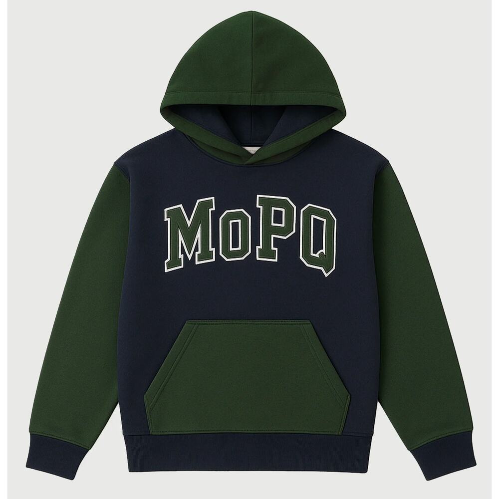 Museum of Peace & Quiet Hoodie Color Block Navy Blue Green Collegiate Medium NWT